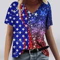 thumbnail image 1 of Fiudx Ofertas de La Semana Camiseta de Manga Corta con Cuello En V Estampada para El Día de La Independencia Informal a La Moda para Mujer, 1 of 4
