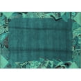 thumbnail image 1 of Ahgly Company Machine Washable Indoor Rectangle Abstract Turquoise Blue Modern Area Rugs, 5' x 7', 1 of 4