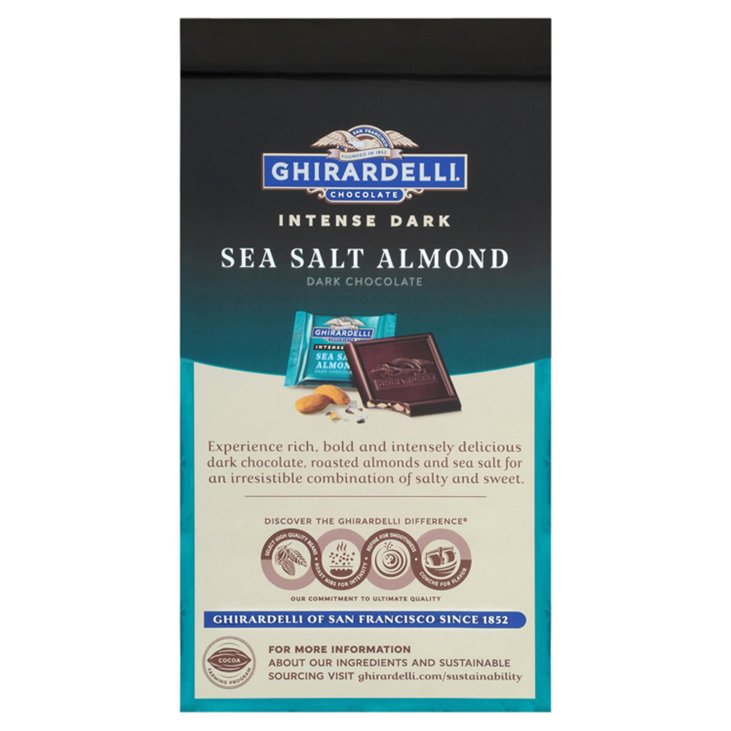 Ghirardelli Sea Salt Almond Dark Chocolate Squares - 4.12 oz- Pack of 2