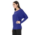 thumbnail image 2 of Women's Solid Long Sleeve Dolman Draped Loose Fit Knit Tunic Top Made in USA S-3XL, 2 of 3