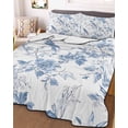 thumbnail image 2 of White Blue Spring Floral Summer Quilt Set Full Size, Soft Microfiber Quilted Bedding Set with 2 Pillow Shams, Summer Birds Botanical Lightweight All Season Bedspread Coverlet for Bedroom 78"x90", 2 of 6