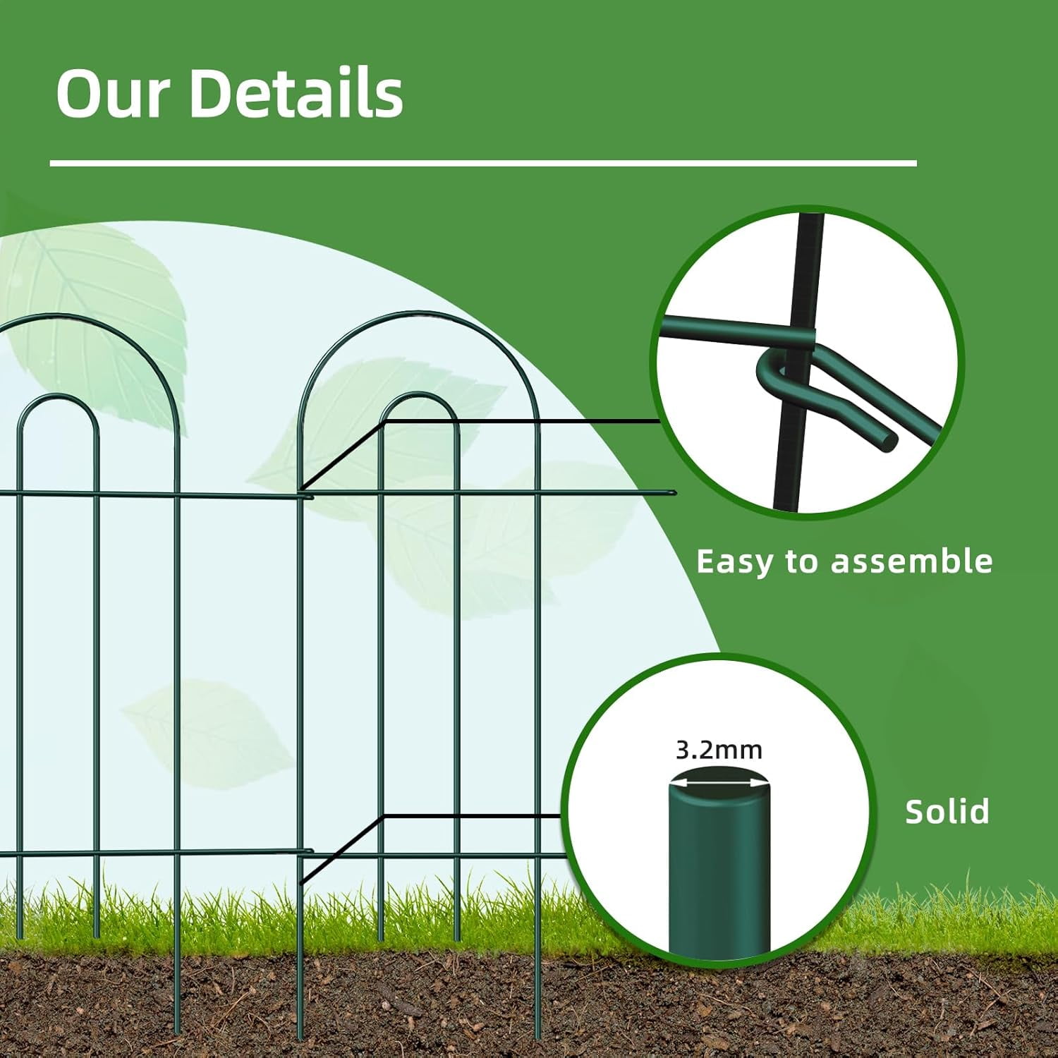 Decorative Garden Fence Border 32in X 20ft Green No  Temporary Iron Wire  Fencing for Yard