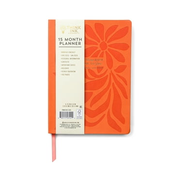 Think Ink Monthly Weekly Medium (5.625" x 7.875") Orange 15 Month Apr 2025 - Jun 2026 Flex Planner