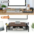 thumbnail image 6 of 16.85" Metal Desk Monitor Stand Riser with Organizer Drawer, Black and Brown Rustic Monitor Riser for Computer, Laptop, Small Printer, 6 of 7