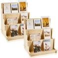 thumbnail image 1 of GHSDFBB 2 Pcs 3 Tiered Greeting Card Holder Display Wooden Craft Brochure Show Greeting Card Display Stand Sticker Display Stand Card Organizer Racks for Table Tabletop Vendors Retail Counte, 1 of 7