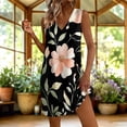 thumbnail image 2 of Womens Dresses Plus Size V-Neck Sleeveless Floral Printed Boho Summer Casual Loose Tank Dress with Pockets Beach Vacation Outfits, 2 of 8