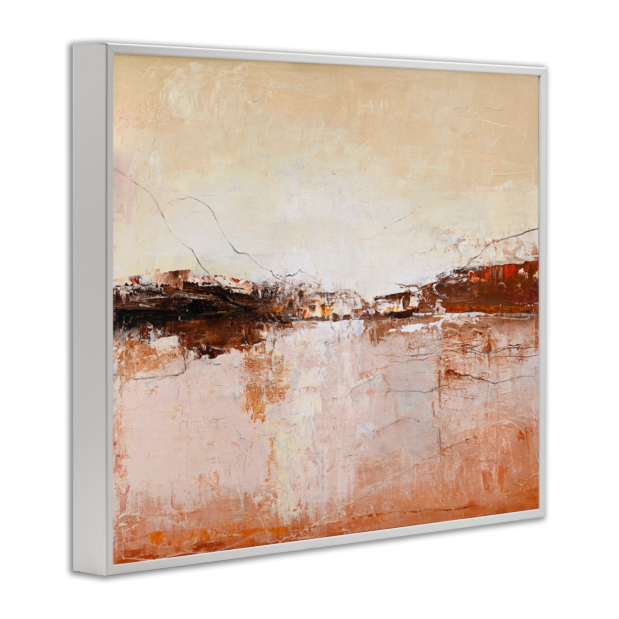 Warm Distressed Horizon White Framed Giclee Art, design by Design Fabrikken