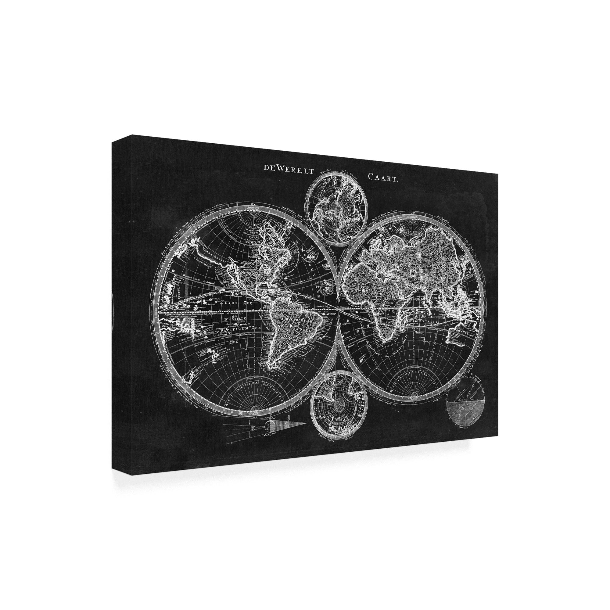 Trademark Fine Art 'Charcoal World Map' Canvas Art by Studio W