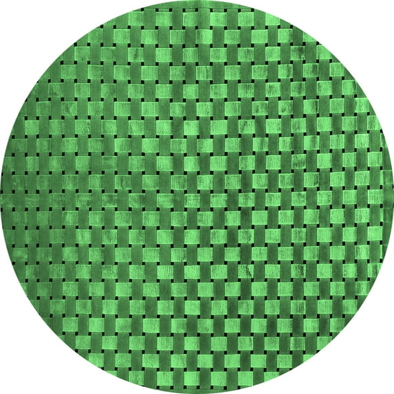 Ahgly Company Indoor Round Abstract Emerald Green Contemporary Area Rugs, 3' Round
