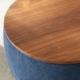 thumbnail image 4 of GZXS Round Storage Upholstered Ottoman, 25.5" Linen Fabric Multi-Use Footstool/Extra Seating/Accent End Table, 250 lbs Weight Capacity, Navy, 4 of 10