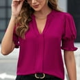 thumbnail image 5 of Hauaitttt Women's Summer New V Neck Style Sleeves Solid Color Top Long Sleeve Polyester Spandex Layering Long Sleeve Shirt Women Casual Womens Tops Short Sleeve Women Shirt Polyester Spandex Active, 5 of 5