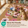 thumbnail image 4 of Design&I 5'x7' Washable Area Rug Pink Blossoming Garden Floral Array Design Charming of Stylized Flowers and Hearts for Guest Room, Lounge, Apartment, Flatweave & Daily Traffic Ready, 4 of 7