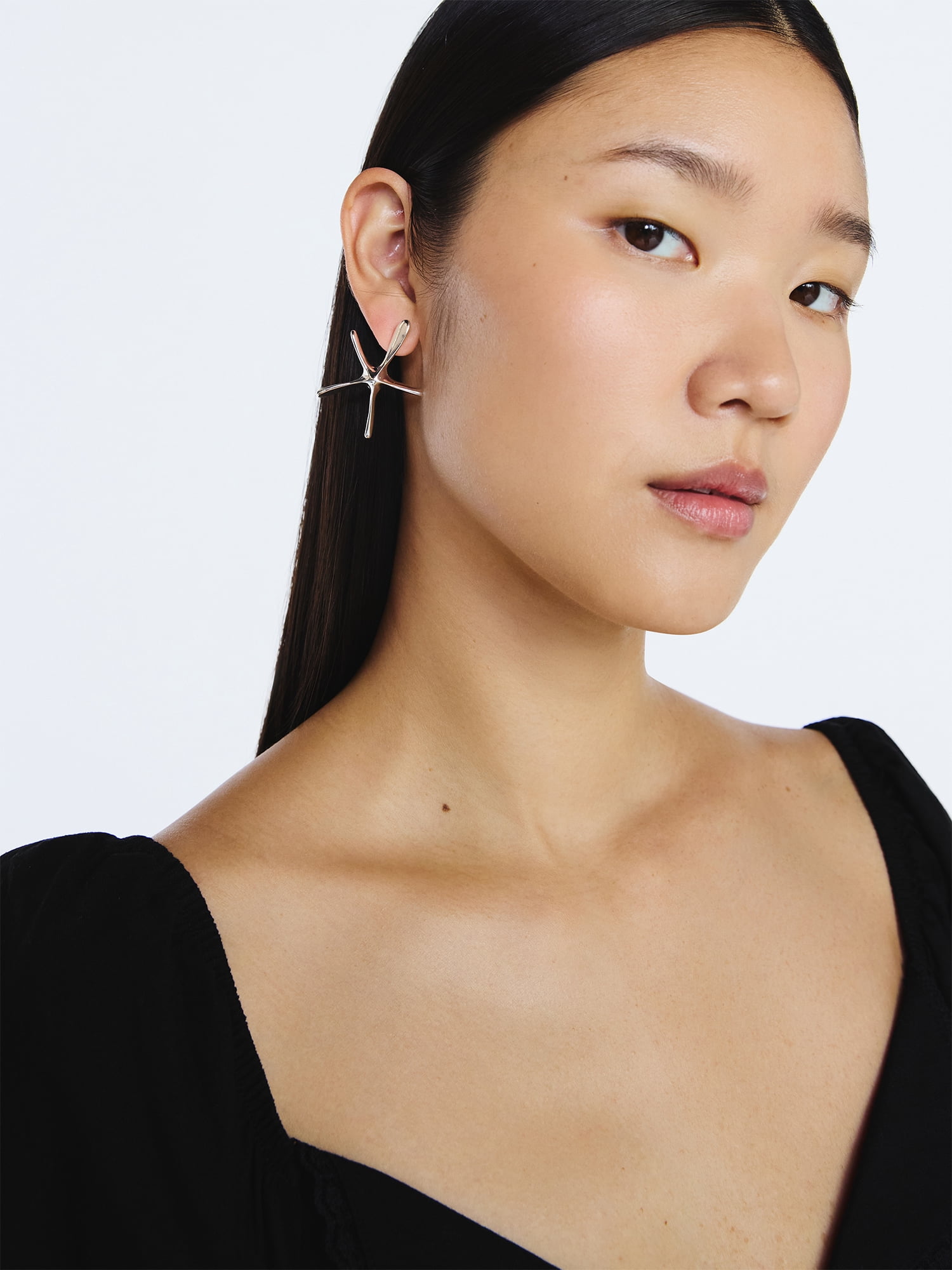 Scoop Women's Starfish Silver Tone Stud Earrings Set