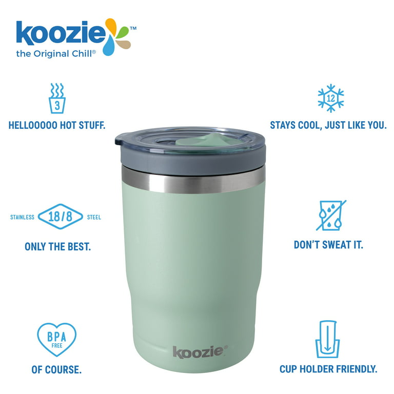 Koozie Triple 12oz Can Cooler, Bottle Holder, Tumbler Stainless Steel Double Wall Vacuum Sealed Insulated for Hot and Cold Drinks, Blue