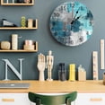 thumbnail image 7 of Wall Clock 10 Inch Teal Gray Graffiti Block Round Silent Decorative Wall Clocks Battery Operated for Living Room Bedroom Kitchen Classroom Decor, Modern Abstract Texture Art,Small, 7 of 7