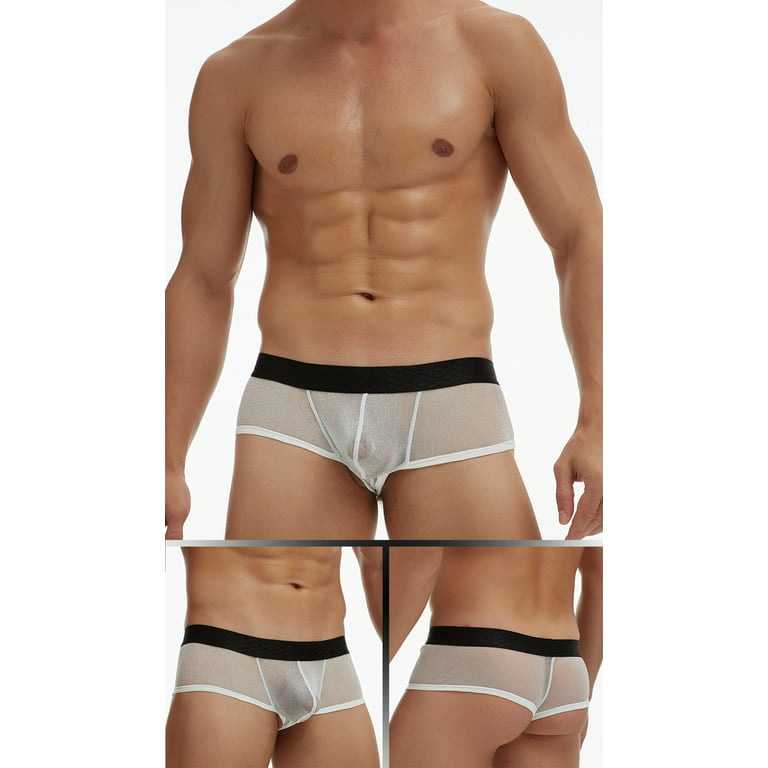 Sexy Large Hole Transparent Boxers For Men Underwear Low Waist Stretch Mesh  Breathable Solid Panties Shorts Boxer Hombre Men