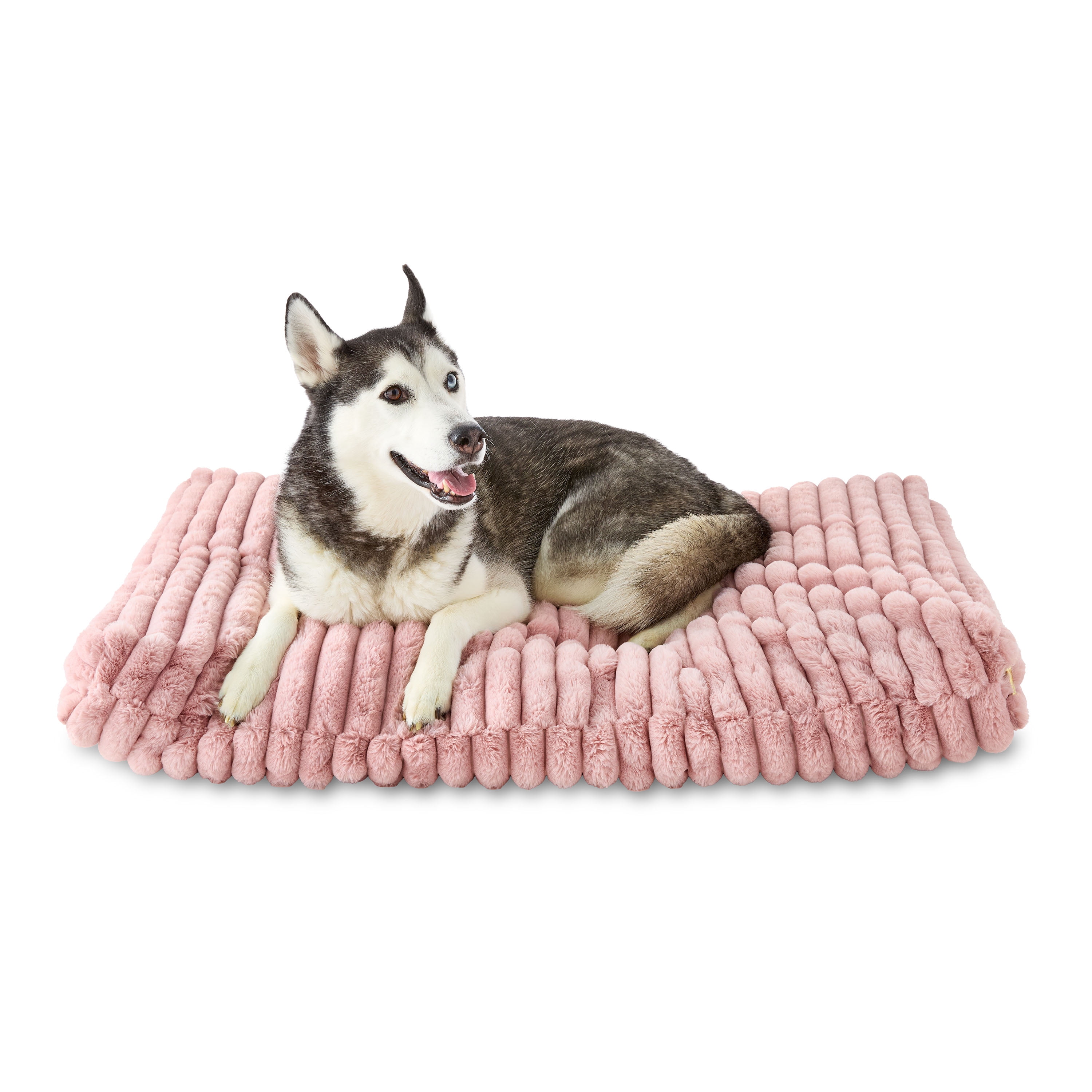 Vibrant Life Large Ribbed Orthopedic Pet Bed, Pink, 40" x 27"