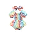 thumbnail image 1 of Bagilaanoe Newborn Baby Girl Rompers Dress Heart/Leopard Print Short Sleeve Bodysuit Skirts + Headband 3M 6M 12M 18M Infant Summer One Piece Jumpsuit, 1 of 8