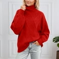 thumbnail image 2 of Women's Sweaters Elegant Crochet Pattern High Neck Pullover Sweater Soft Knit Casual Comfortable Turtleneck Top for Everyday Wear and Versatile Outfits, 2 of 5