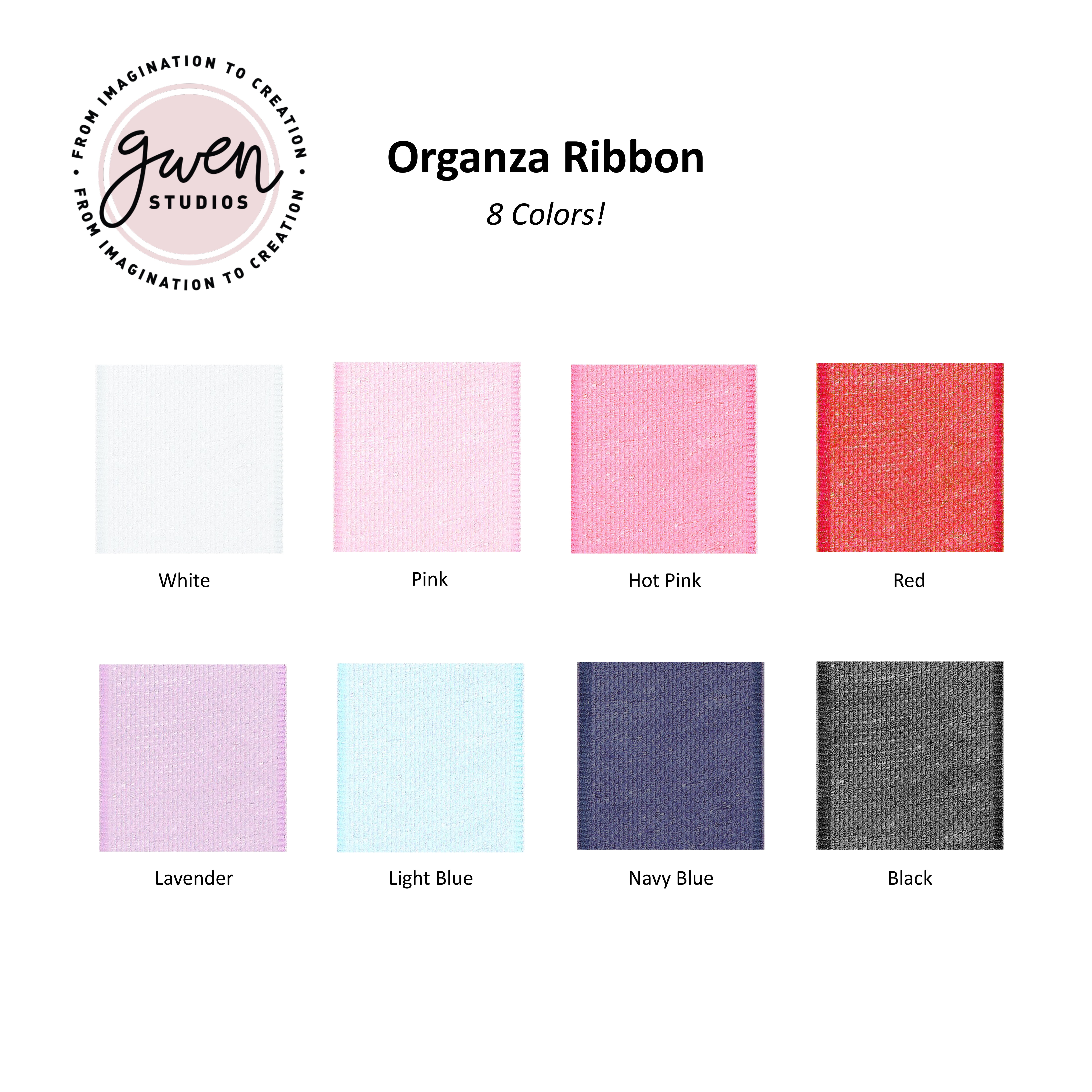 Vaessen Creative Organza Ribbon 6 Colours 6mmx2m Baby Pink