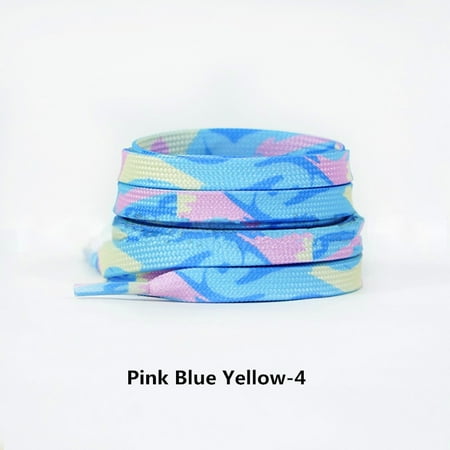 

16 Colors Flat Shoelaces Stripe Tie-dye Gradient Colorful Shoe Laces For Sneakers Fashion Young Men And Women Shoestring pink Blue Yellow 140cm