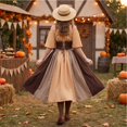 thumbnail image 4 of Plus Size Renaissance Dress, Medieval Dress for Women, Renaissance Dress Womens Medieval Ren Faire Costume Corset Victorian Ball Gowns Elegant Vintage Irish Dresses Halloween, Khaki M, 4 of 6