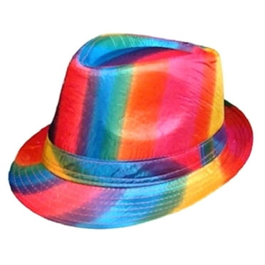Rainbow Fedora Style Hat, Lined, One Size Fits Most
