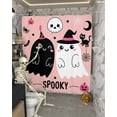 thumbnail image 5 of Halloween Cute Shower Curtain Set ，Waterproof Fabric Shower Curtains Pink Black Spooky Ghost Skeleton Bug Cowweb Shower Curtains for Bathroom,Bathroom Decor 72"x84", 5 of 6