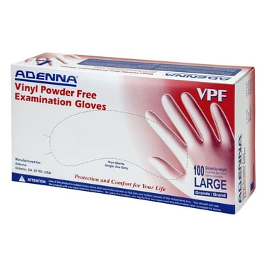 Adenna VPF Vinyl Powder Free Exam Gloves VPF236 Large