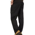 thumbnail image 4 of Men's Cargo Pants Cotton Solid Casual Pocket Outdoor Elastic Waistbelt Drawstring Trousers Work Pants B-Black, 4 of 4
