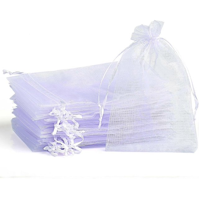120 x Organza Blanc Sachets Cadeau Organza 7 x 9 cm, Blanc, 7 x 9 cm.