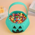 thumbnail image 5 of Halloween Pumpkin Candy Bags Non Woven Halloween Treats Bags Goodie Bucket Candy Tote for Costume Favors Party Supplies Treat Gifts Mint Green, 5 of 7
