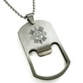 thumbnail image 1 of Stainless Steel Aztec Ollin Third Eye Rune Engraved Bottle Opener Dog Tag Pendant Necklace, 1 of 1