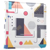 FORMRS 3 Ring Photo Album 4"x6" Self Adhesive Large Capacity PU Leather Cover, White Simple Shapes