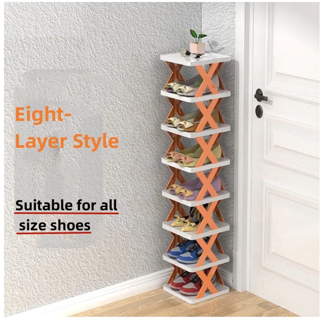 Shoe Rack for Closet, 4 Tier Shoes Stand,Stackable Shoe Rack Storage Organizer, Adjustable Shoe Organizer Shelf for Entryway, Shoe Storage Space Saver,Orange