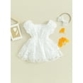 thumbnail image 2 of Bslissey Baby Girls Flower Embroidered Romper Dress 3M 6M 12M 18M Short Puff Sleeve Layered Tulle Skirt Hem Jumpsuit with Headband Newborn Infant Sweet Bodysuit, 2 of 9