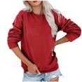 thumbnail image 2 of Xcmzpl Sweatshirts for Women Basic Solid Color Crewneck Sweatshirt Lightweight Sweater Tops Work Long Sleeve Shirts Winter Fashion, 2 of 7