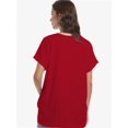 thumbnail image 4 of Women's Casual V-Neck T-Shirt - Short Sleeve Loose Fit Top with Side Split & Rolled Sleeve for Summer, 4 of 6