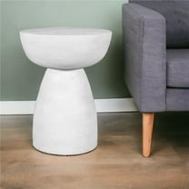 HomeRoots 548885 22 in. White Distressed Solid Wood Round End Table