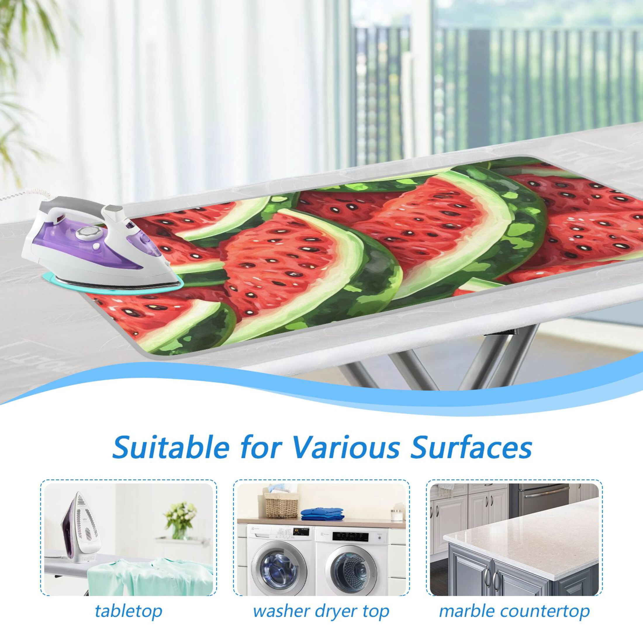 Cartoon Watermelon Pattern Ironing Mat Blanket for Table Top Travel Portable Ironing Board Pad 47.2x27.6 Inch