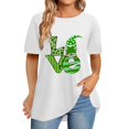 thumbnail image 2 of Pxiakgy Vente Chaude! T-Shirt Trèfle de la Saint-Patrick pour Femmes Chanceux Irlandais Manches Courtes T-Shirt Graphique Trèfle Mode Décontractée Col Rond Manches Courtes Imprimé Blanc TG, 2 of 6
