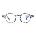 thumbnail image 4 of Classic Purple and Green Round Reading Glasses 3.50 Blue Light Blocking Floral Readers +3.50 Plastic, 4 of 5