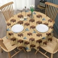 thumbnail image 3 of Yellow Buffalo Mountain Pattern Round Tablecloth 60"x60",Wrinkle Wipeable Table Cloth for Kitchen Dining Room Picnic Patio Party, 3 of 6
