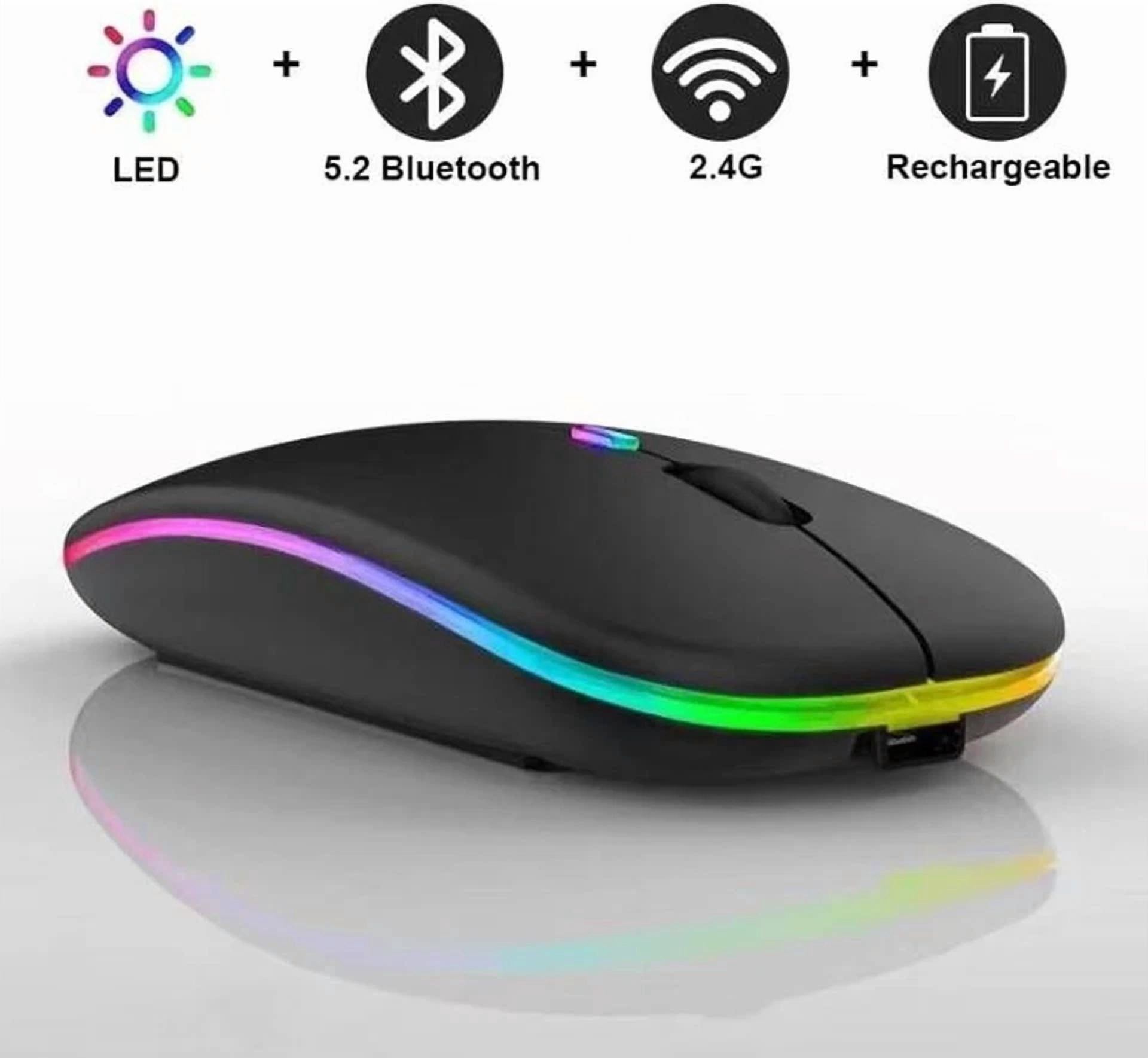 CIRCLE- Wireless Bluetooth Mouse,Led Dual Mode Rechargeable Silent Slim Laptop Mouse