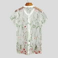 thumbnail image 4 of INCERUN Men's Summer Short Sleeve Transparent Flower Embroidery Printed Sun-proof Shirt, 4 of 5