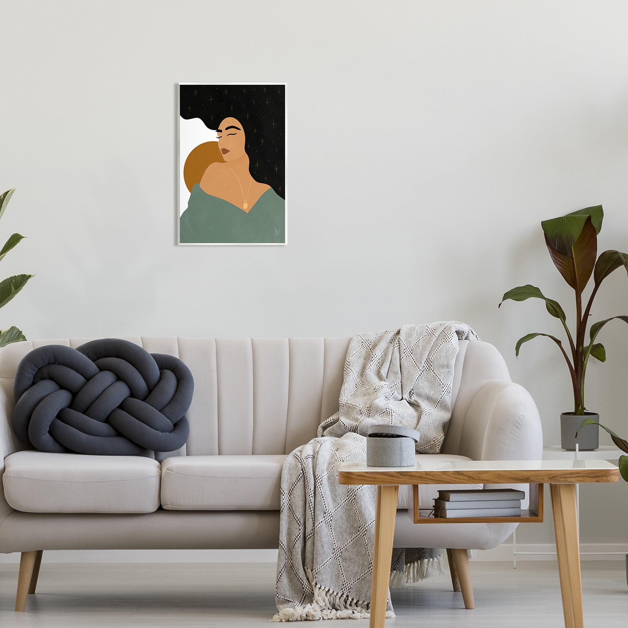 Stupell Industries Contemporary Boho Girl Portrait Beauty & Fashion Painting Unframed Art Print Wall Art