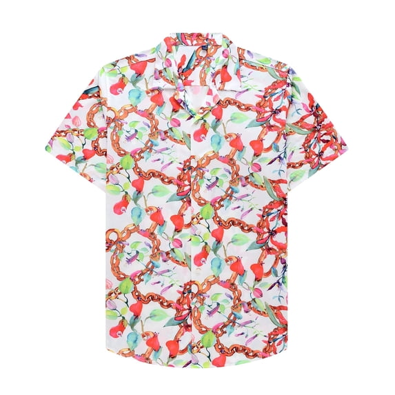 Alimens & Gentle Short Sleeve Hawaiian Aloha Shirt Summer Vacation Shirts for Men