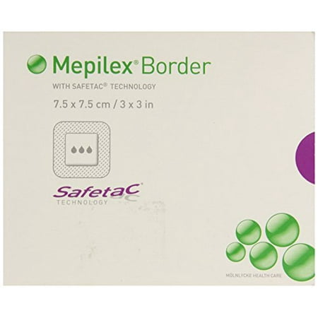 Gel Conformable Wound Dressing - Molnlycke Wound Care SC295200 Mepilex Border 3 x 3 Inch Self-Adherent Foam Dressing - Box of 5