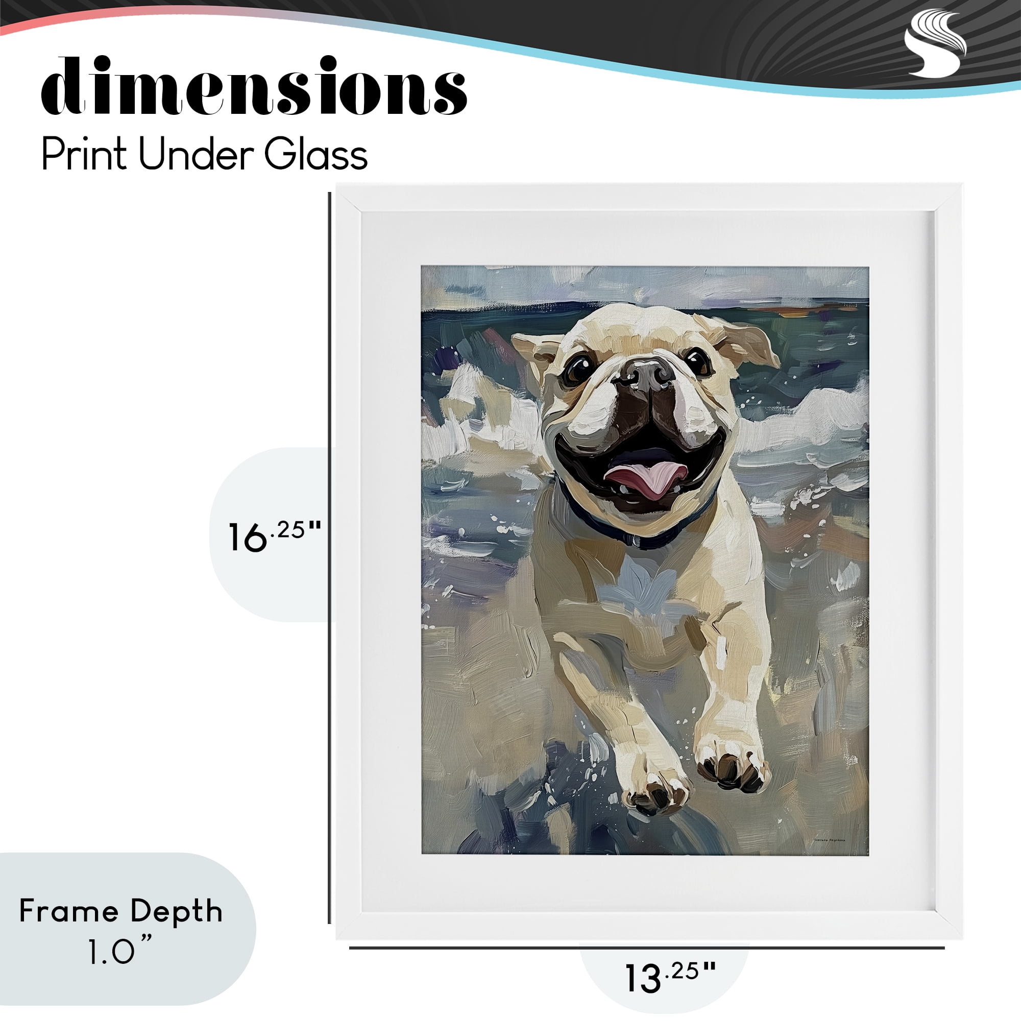 Stupell Industries Sunny Paws Dog on Beach White Framed Print Under Glass, design by Svetlana Aleynikova