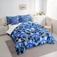 thumbnail image 4 of Manfei Chic Blue Ribbon 7 Pieces Bedding Comforter Set for Kids, Bling Cheetah Print Full Bedding Set, Fashion Bowknot Style Reversible Fitted Sheet Flat Sheet, Luxury Bedroom Decor, 4 of 8